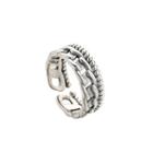 925 Sterling Silver Layered Chained Open Ring Silver - One Size