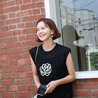 Flower Jacquard Pointelle-knit Top