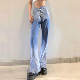 High-waist Tie-dyed Wide-leg Jeans