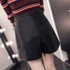 Faux-leather Lace-up Asymmetric Pencil Skirt
