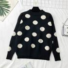 Polka-dot Knit Sweater Black - One Size