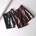 Asymmetrical Patent Mini A-line Skirt