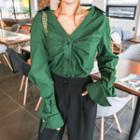 Open-placket Shirred Shirt