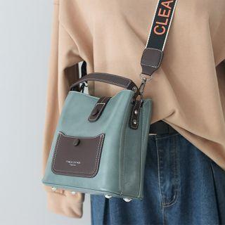 Faux Leather Two Tone Bucket Bag