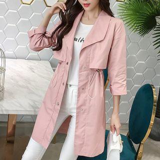 Plain Elbow-sleeve Long Jacket