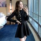 Long-sleeve Faux Suede A-line Mini Dress