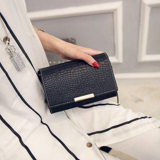 Croc-grain Metal-accent Cross Bag