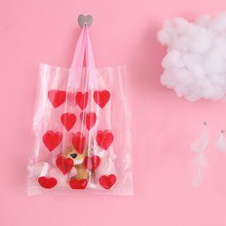 Heart Print Plastic Shopper Bag As Shown In Figure - One Size