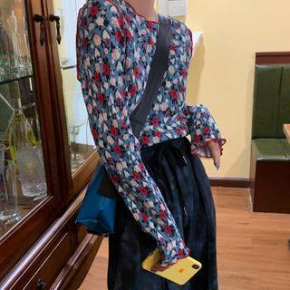 Flower Print Long-sleeve T-shirt / Dye Print Harem Pants