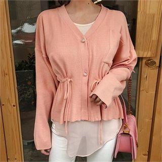 Drawcord-waist Knit Cardigan