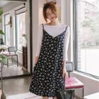 Spaghetti-strap Pocket-side Floral Dress