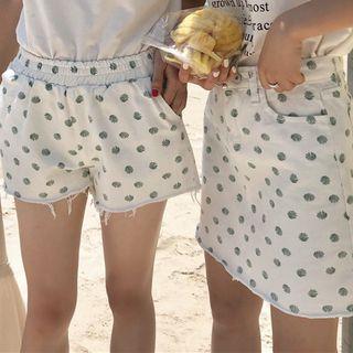 Dotted Denim Shorts / Denim Skirt