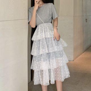 Short-sleeve T-shirt Panel Layered Dress