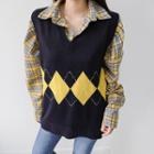 Argyle Wool Blend Knit Vest