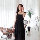 Frill-strap Smocked-trim A-line Dress