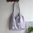 Floral Canvas Tote Bag Purple - One Size