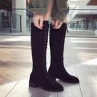 Faux Suede Low Heel Knee-high Boots