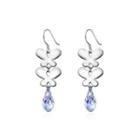 925 Sterling Silver Elegant Romantic Butterfly Earrings With Multicolor Austrian Element Crystal Silver - One Size