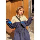Color-block Parka & Fanny Pack Set