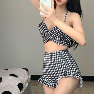 Houndstooth Ruffled Bikini