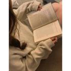 Drop-shoulder Ribbed Sweatshirt