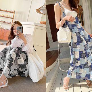 Tie-shoulder Paisley Long Dress