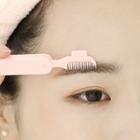Set Of 2: Foldable Dual Head Eyebrow Razor With Comb 2 Pcs - White & Pink - One Size