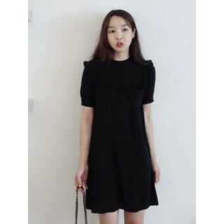 Round-neck Frilled-trim Knit Dress