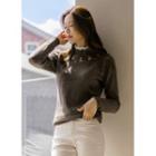 Scallop-neck Embroidered Knit Top