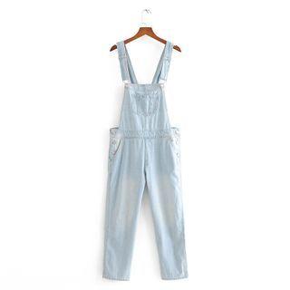Washed Denim Dungaree Pants Light Blue - One Size