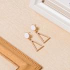 Faux Pearl Triangle Drop Earring 1 Pair - Stud Earrings - Gold - One Size