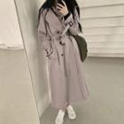 Plain Double-breasted Trench Coat Pink - One Size