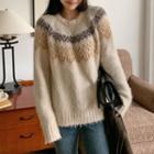 Round-neck Jacquard Woolen Sweater