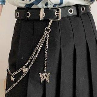 Alloy Butterfly Chain Layered Faux Leather Belt