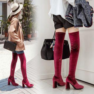 Chunky-heel Zip-side Over-the-knee Boots