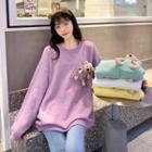 Bear Accent Long-sleeve Knitted Sweater