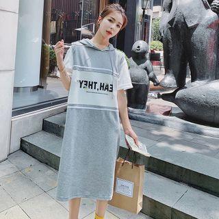 Mock Two-piece Panel Hooded Sweatshirt Skirt