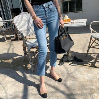 Slit-waist Straight-cut Jeans