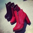 Faux-leather High-heel Ankle Boots