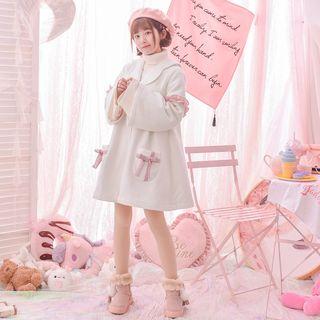 Bow Woolen Coat White - L