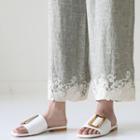 Lace-trim Linen Wide-leg Pants
