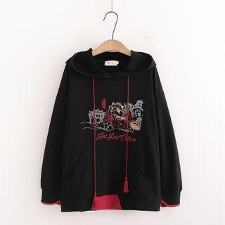 Tassel Panda Embroidered Hoodie