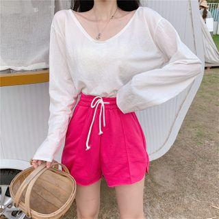 Oversize Long-sleeve T-shirt / Drawstring Shorts