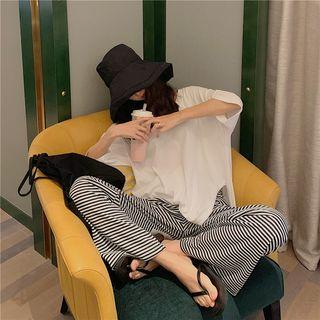 Striped Wide-leg Pants Stripes - One Size