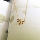 Rhinestone Bee Pendant Necklace 925 Sterling Silver - 24k Gold - One Size