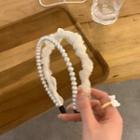 Faux Pearl Mesh Layered Headband 0339 - White - One Size