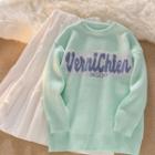 Long-sleeve Print Sweater / High-waist Skirt