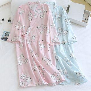 Long-sleeve Floral Sleep Dress