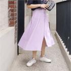 Zip-front Pocket-side Long Flare Skirt