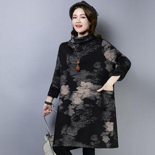 Print High-neck Sweatshirt Dress
